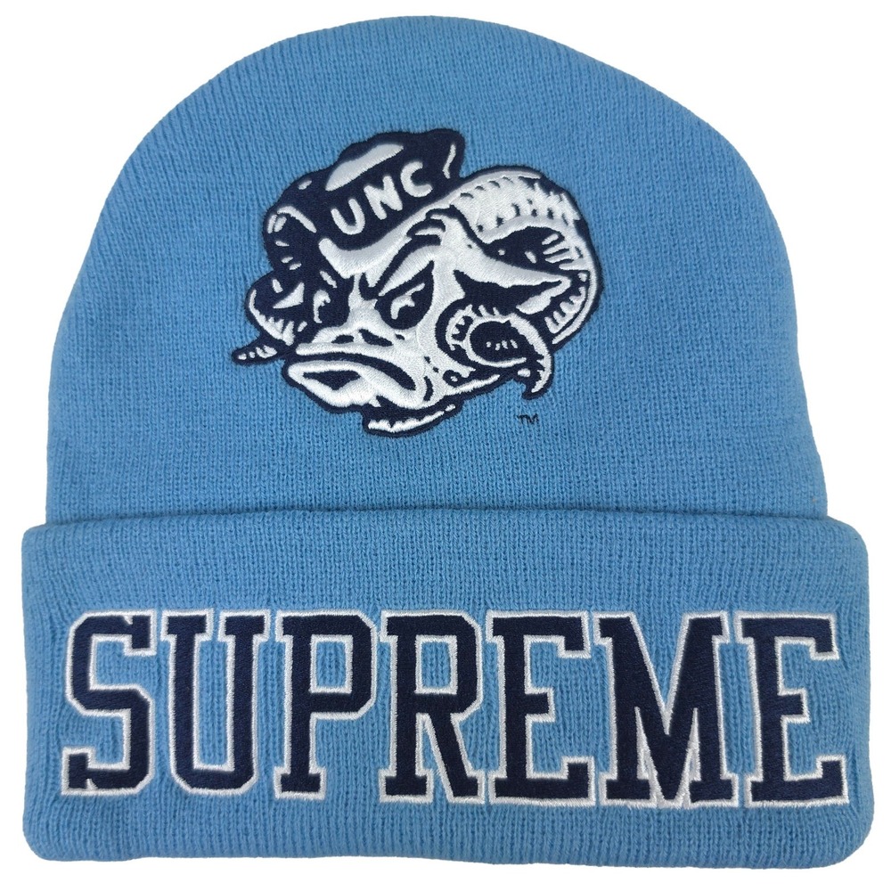 Supreme UNC Tar Heels Mitchell & Ness NCAA Cuff Knit Hat Beanie Cap Blue New